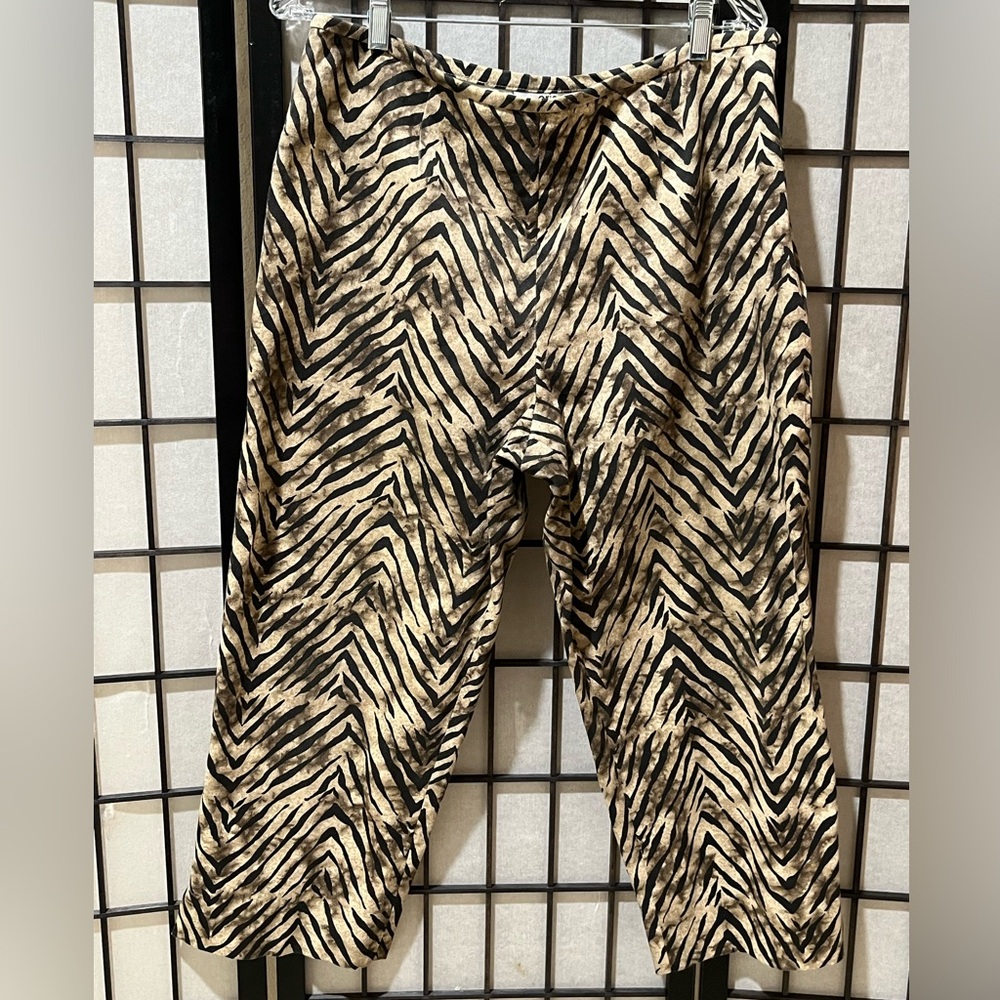 Eric Casual Animal Print ANKLE LENGTH PANTS in Tan and Black WOMEN SIZE 14